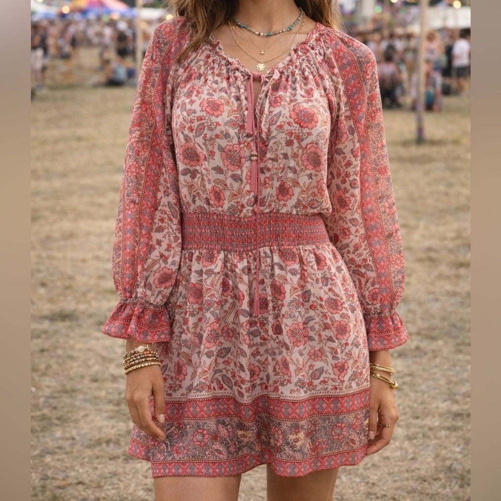 Anthropologie Love the Label Love Sam Tippy Floral Dress Festival Boho‎ Flirty - Picture 2 of 10